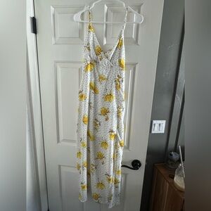 Abercrombie & Fitch White Maxi Dress with Yellow Floral Print
